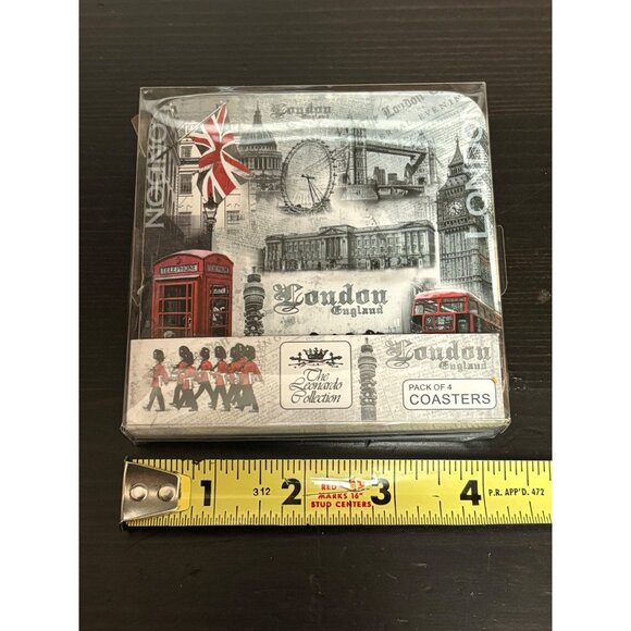 The Leonardo Collection London England Heat-Resistant Laminated Coasters 4 Pack - Picture 4 of 4